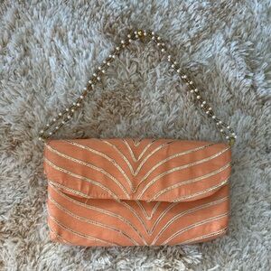 Orange and gold vintage beaded purse